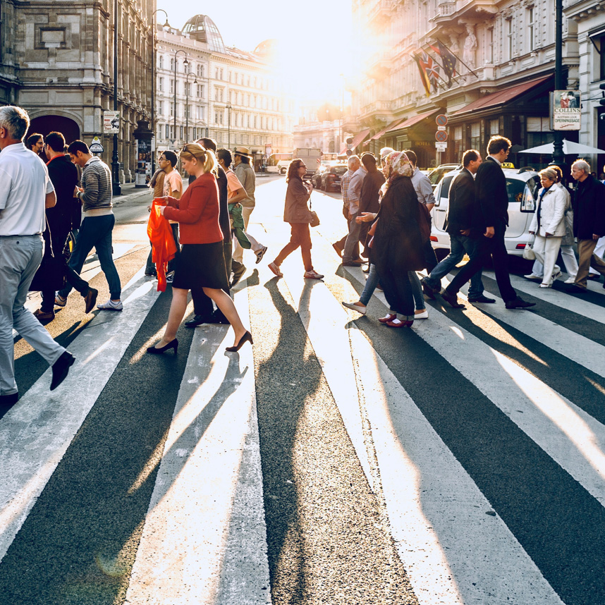 People in a crosswalk