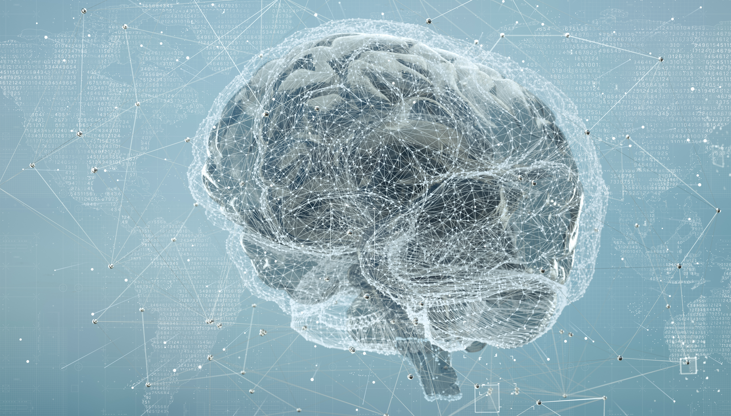 A human brain slowly floating 