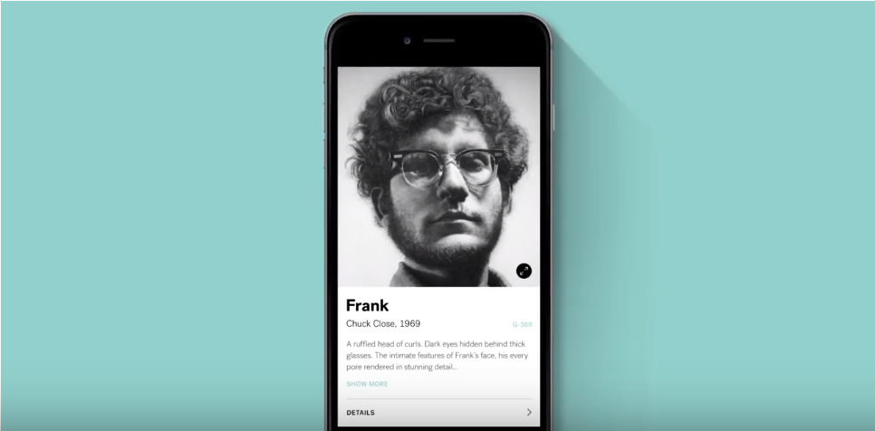 A video screen grab of an a mobile phone app for a museum visitor