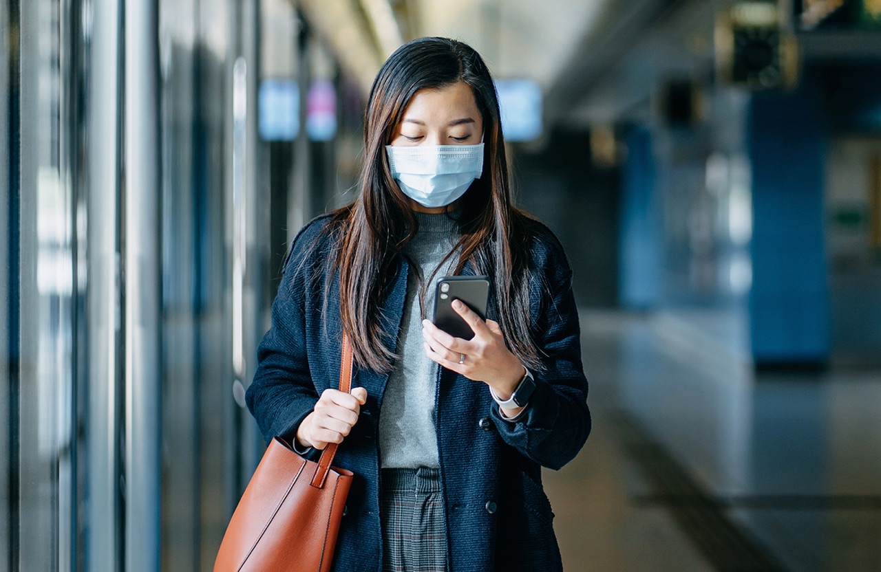 Person traveling amid virus concerns